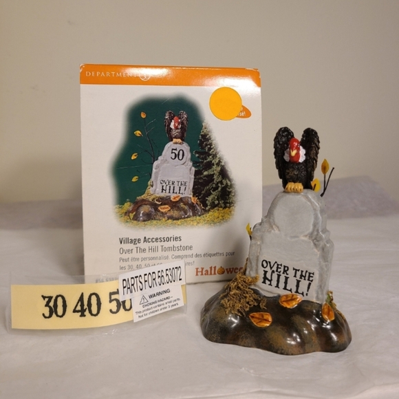 Department 56 Other - Department 56 Halloween Over The Hill Tombstone  (Retired 2004) or Cake Topper